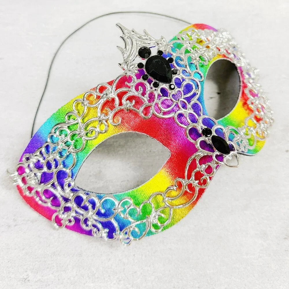 Silver Rainbow mask, Masquerade mask, Cosplay mask, ball party mask, Prom mask